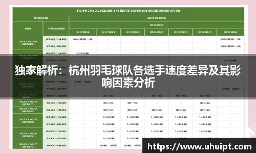 独家解析：杭州羽毛球队各选手速度差异及其影响因素分析